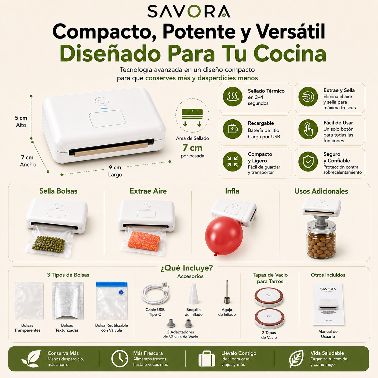 Sellador al Vacío Automático 7 en 1
